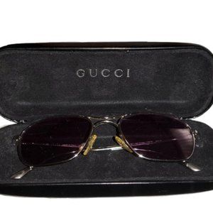 Gucci Men's Black Frame Sunglasses with Purple Lenses